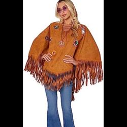 Adult Free Spirit Poncho Hippie Costume
