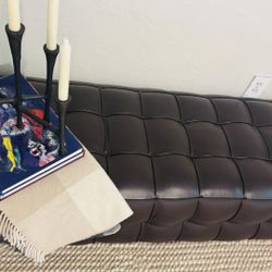 High End Real Leather Bench Deep Brown With Legs 