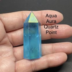 Aqua Aura Genuine Quartz Obelisk/Point 23.6g