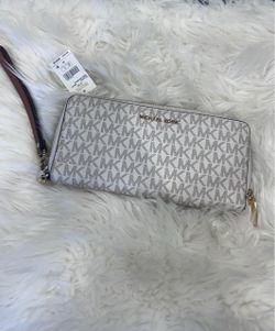 Michael Kors MK Logo Zip-Around Wristlet Wallet