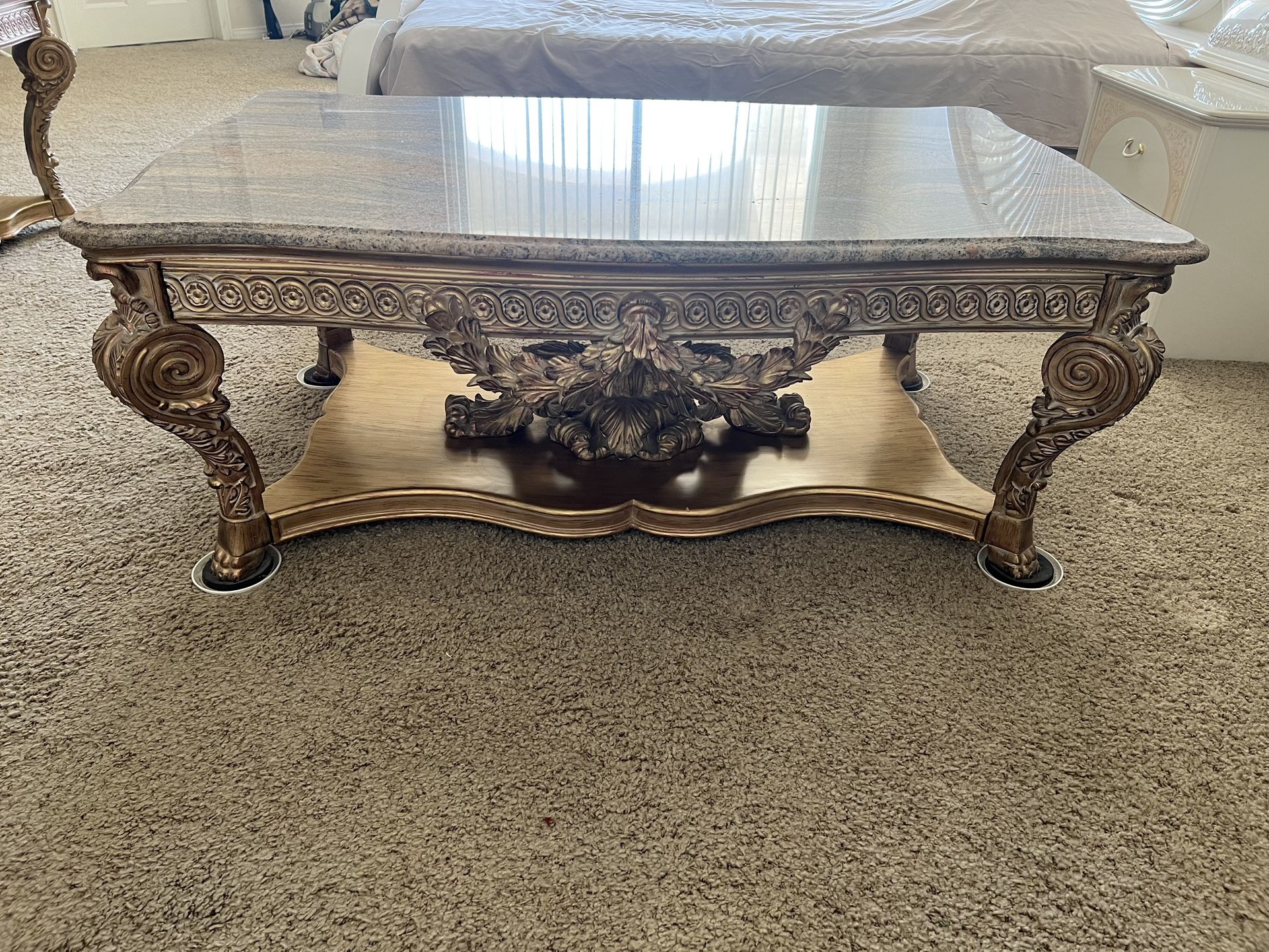 Granite Coffee Table With End Table