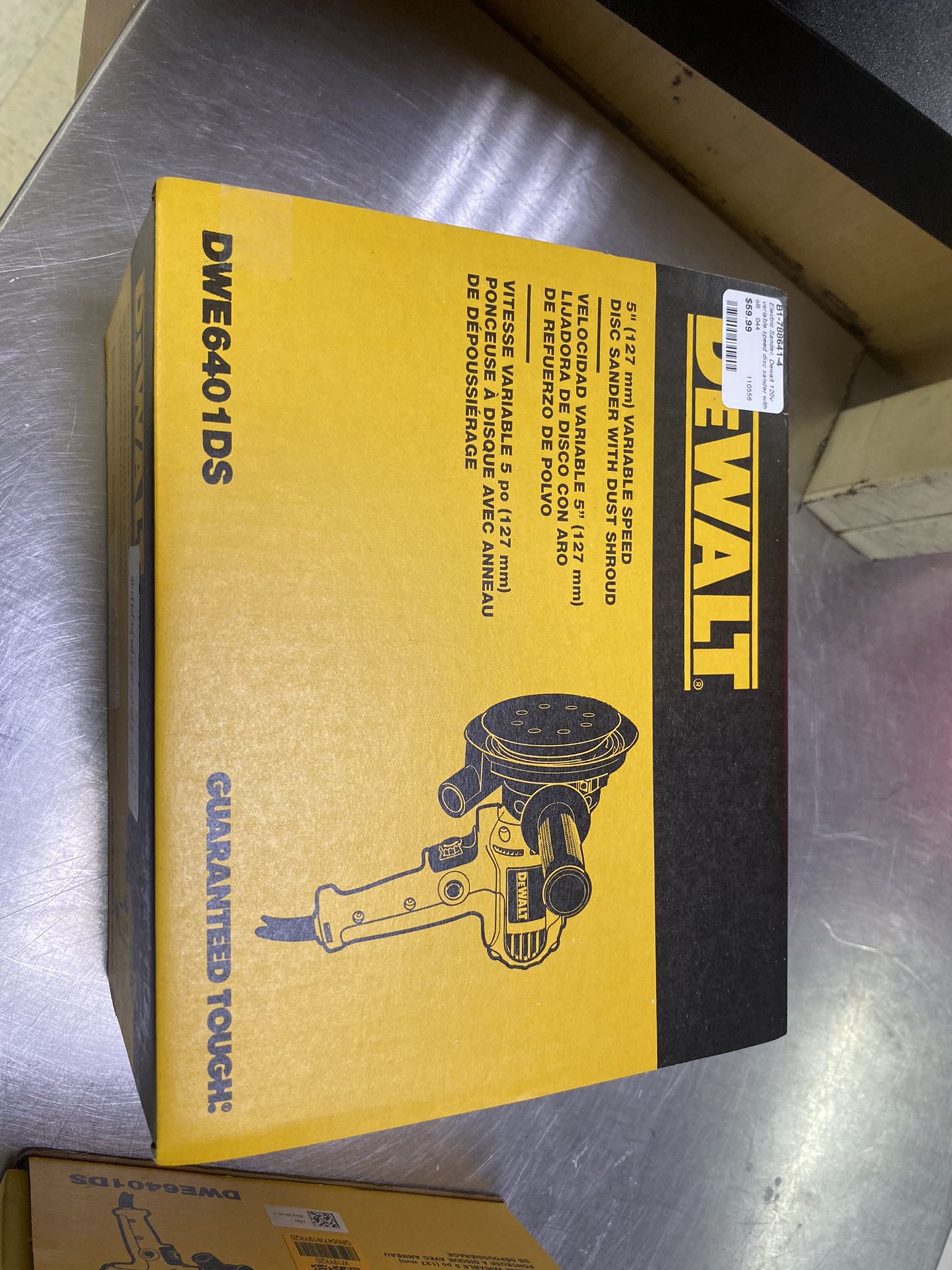 Brand New Dewalt 5” Variable Speed Disc Sander With Dust Shroud 