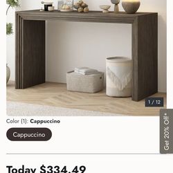 Taupe Modern Style Console Table made of Paulownia Solid Wood Veneer