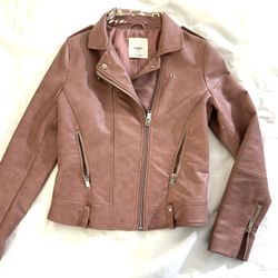 Mango Pink biker Faux leather jacket Barbie doll party outfit USA S small 4 5 6