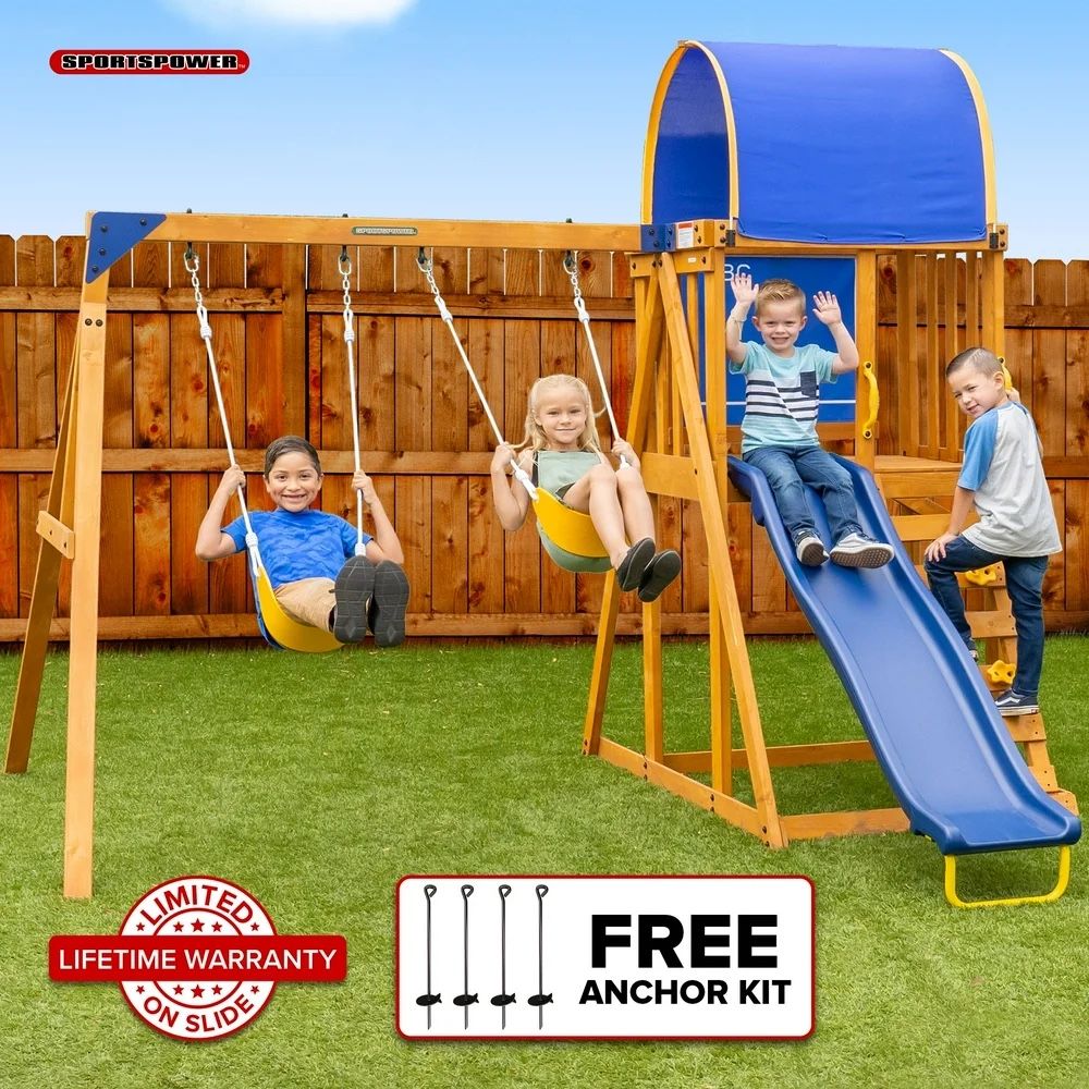 Sportspower Addison Wooden Swing Set with Heavy Duty Double A-Frame