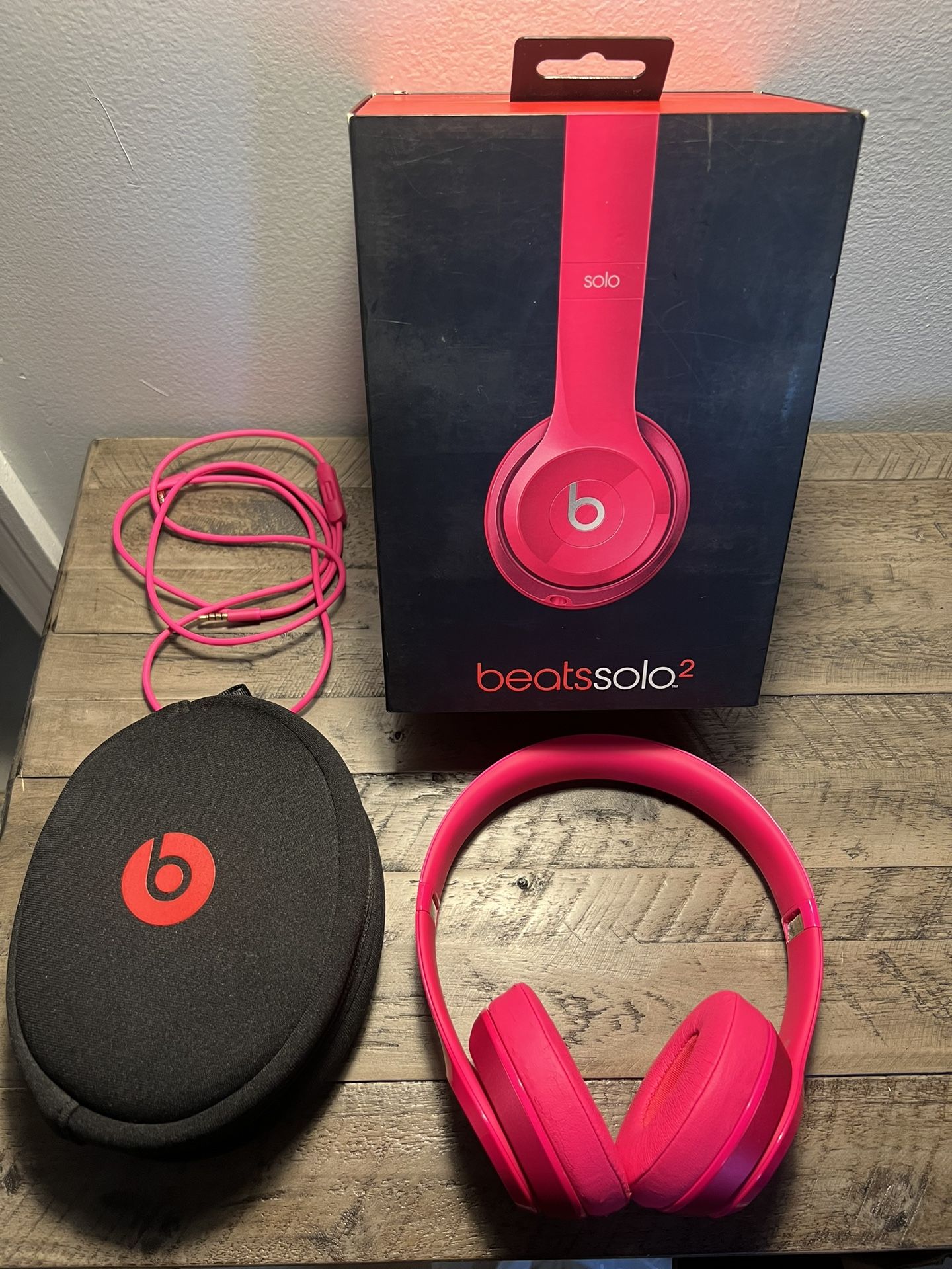 Hot Pink Beats Solo 2 Wired Headphones-Not Bluetooth