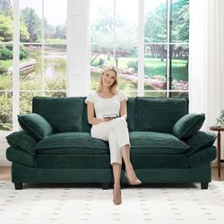 83-inch double sofa, modern 2-seater sofa, comfortable velvet double sofa (green)