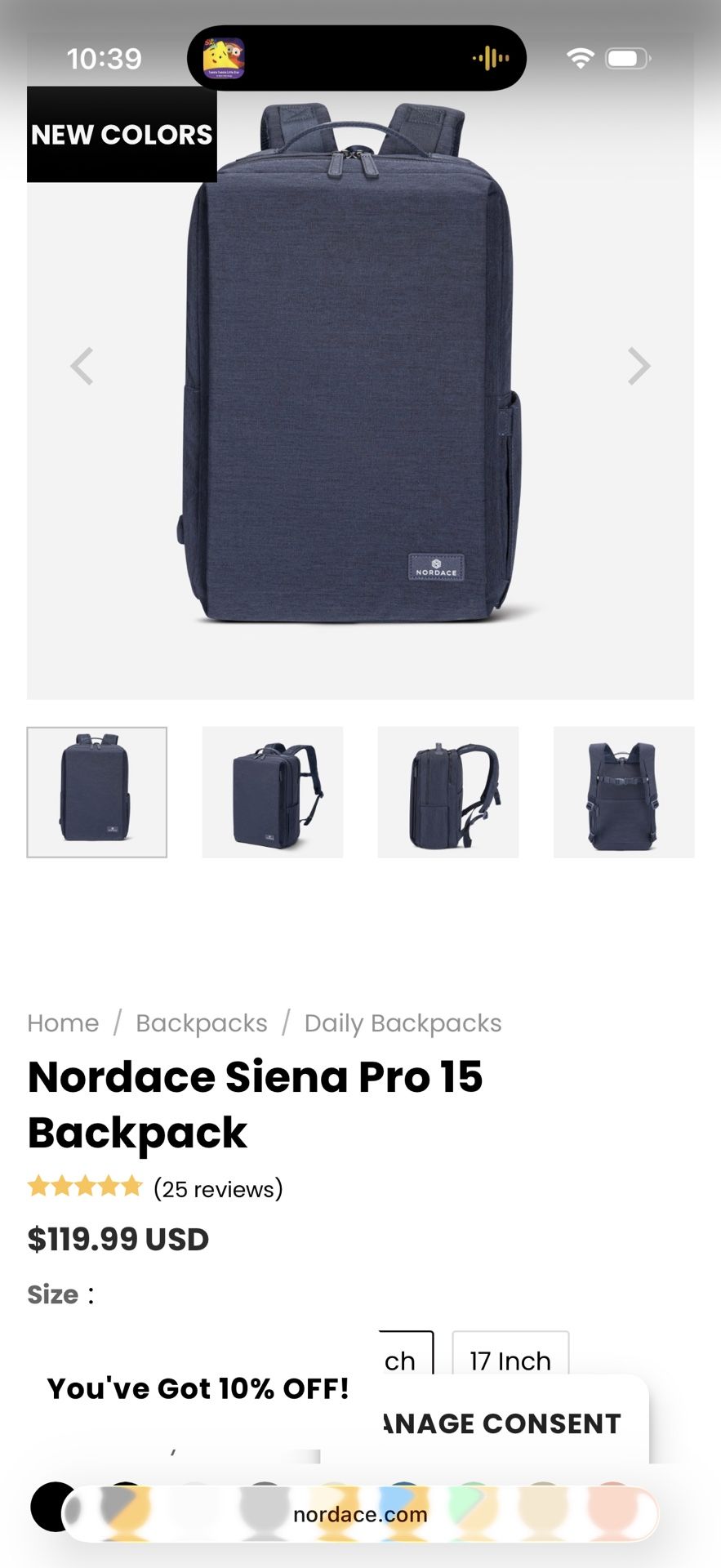BRAND NEW Nordace Siena Pro 15 Backpack