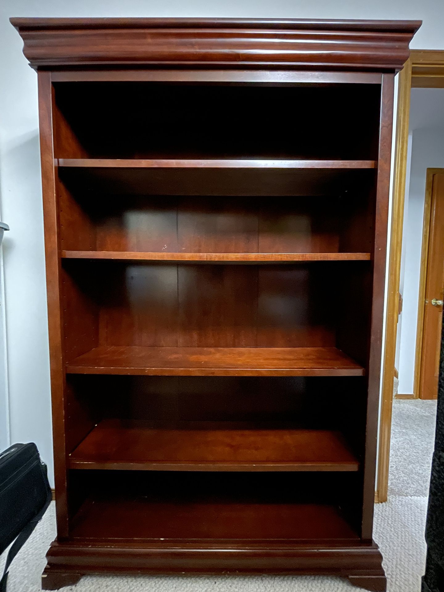 Wooden Bookcase With Adjustable Shelves