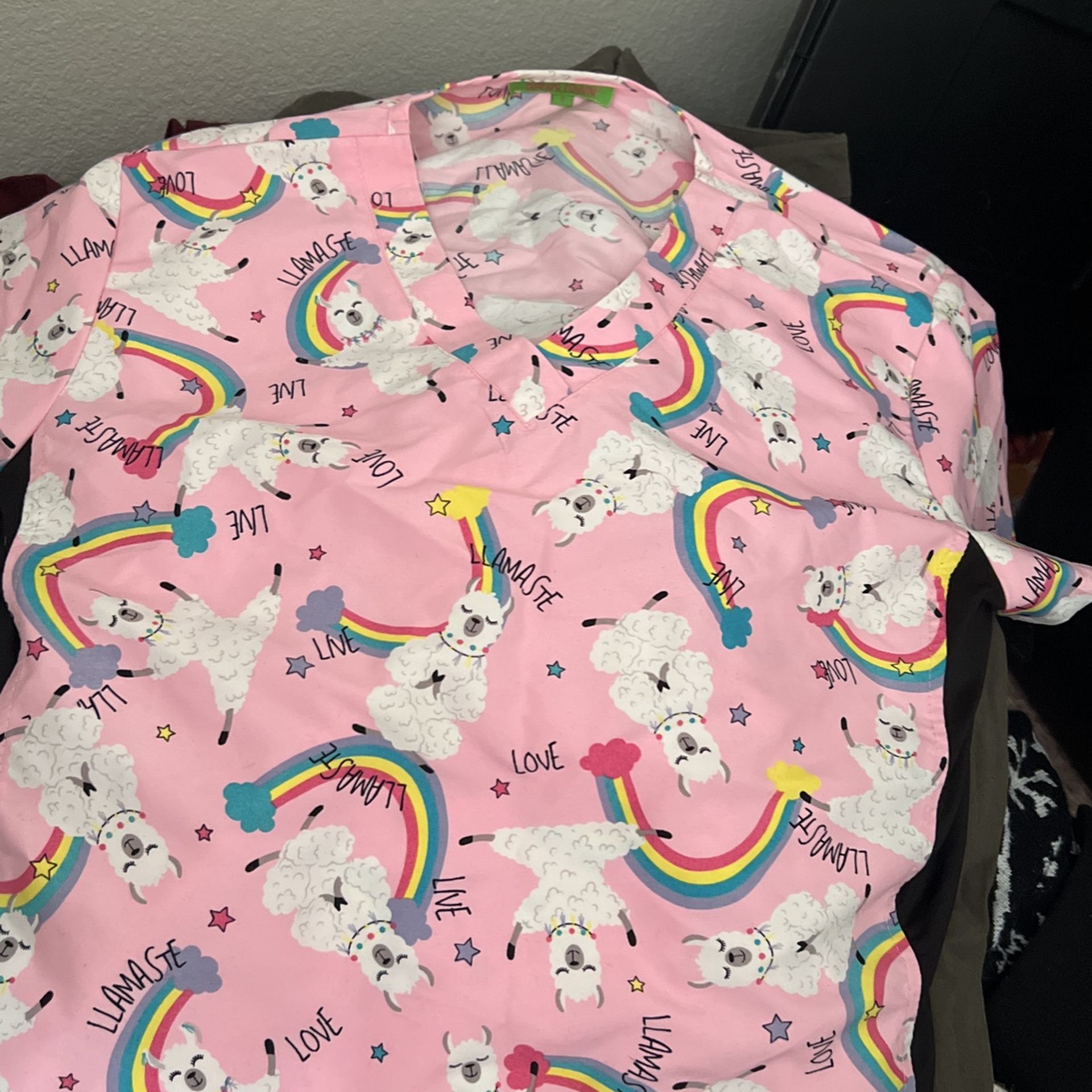 Happy Lamas Scrub Shirt