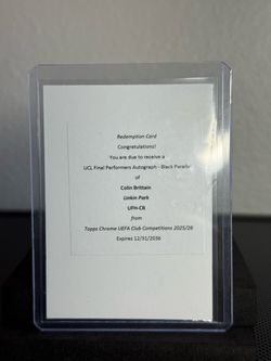 2025/26 Topps Chrome UEFA Colin Brittain Linkin Park Black Auto Redemption UFH-CB