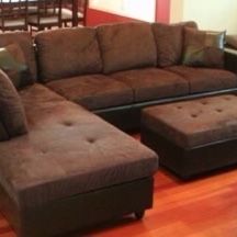 Brown Microfiber Sectional couch And Ottoman