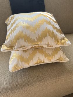 Gold and White Ikat Throw Pillows – Set of 2