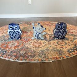 Owls & Cat Figurines 