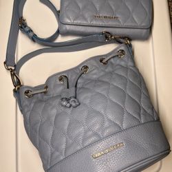 Vera Bradley Faux Leather Blue Quilted Bucket Sophie Sycamore Emerson Wallet