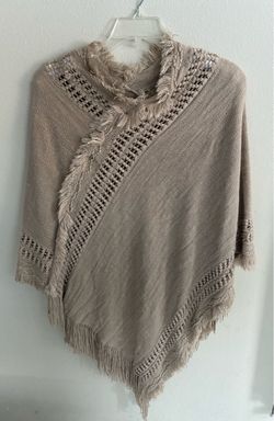 Sweater shawl with fringe and XL scarf wrap.