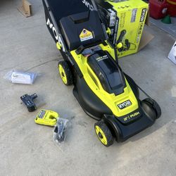 Ryobi ONE+ HP 18V Brushless 16 in. Cordless Battery Walk Behind Push Lawn Mower with  4.0 Ah Batteries and (1) Charger