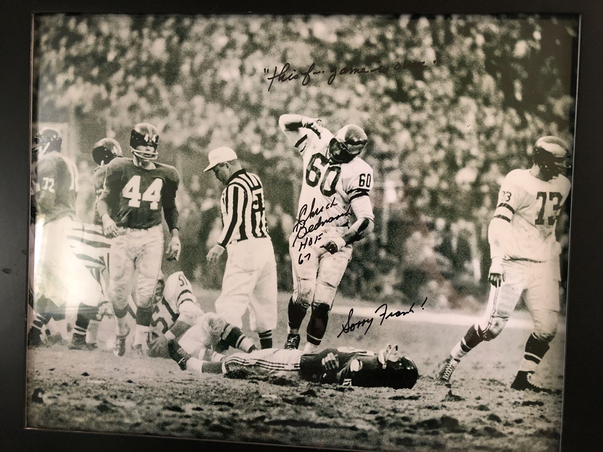 Chuck Bednarik Autographed Framed Photo w/ COA