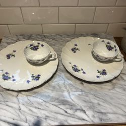 Set Of Antique Snack Plates And Teacups