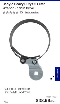 Carlyle Heavy Duty Oil Filter Wrench 1/2 in Drive
