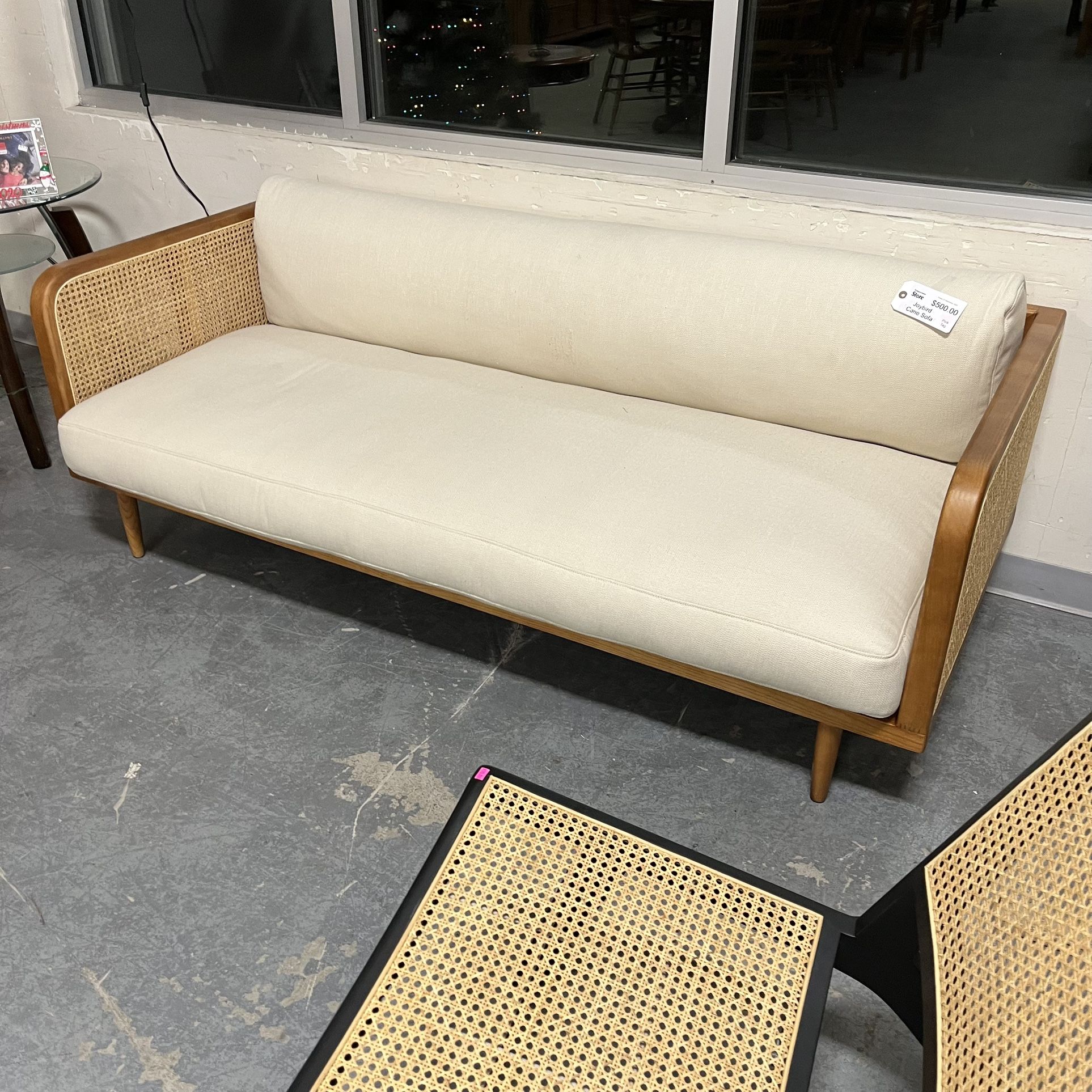 Joybird Cream Colored Cane Sofa (in Store) 