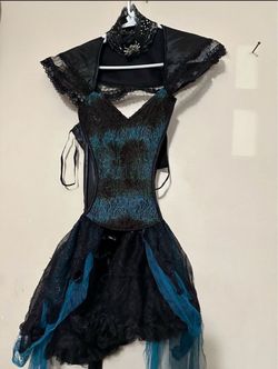 black and blue gothic fairy or vampire-style costume dress (such as a Fairy-licious or Midnight Vamp