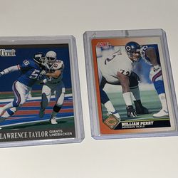 LAWRENCE TAYLOR AND WILLIAM REFRDGERATOR PERRY NEW YORK GIANTS  AND CHICAGO BEARS FOOTBALL CARDS