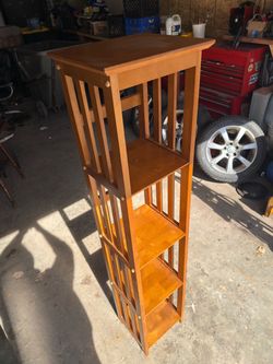 Solid Wood Mission-Style Tall Media Tower / Accent Shelf