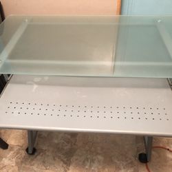 Metal Glass Top Computer Desk