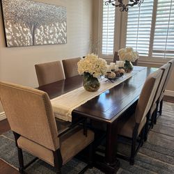 Elegant Solid Wood Dining Table Set (8 Chairs Included)