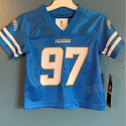 LOS ANGELES CHARGERS JOEY BOSA JERSEYS TODDLER SIZES, 2T, 3T 4T GET READY FOR FOR THE PLAYOFFS 