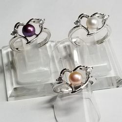 Natural Freshwater Pearl,Sterling SilverRing. Sold as Each.