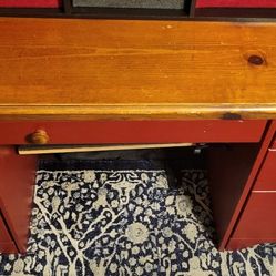 Red And Pine  Wood Desk