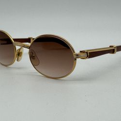 CARTIER GIVERNY VINTAGE BUBINGA WOOD 1990S GOLDEN SUNGLASSES 100% GENUINE RARE