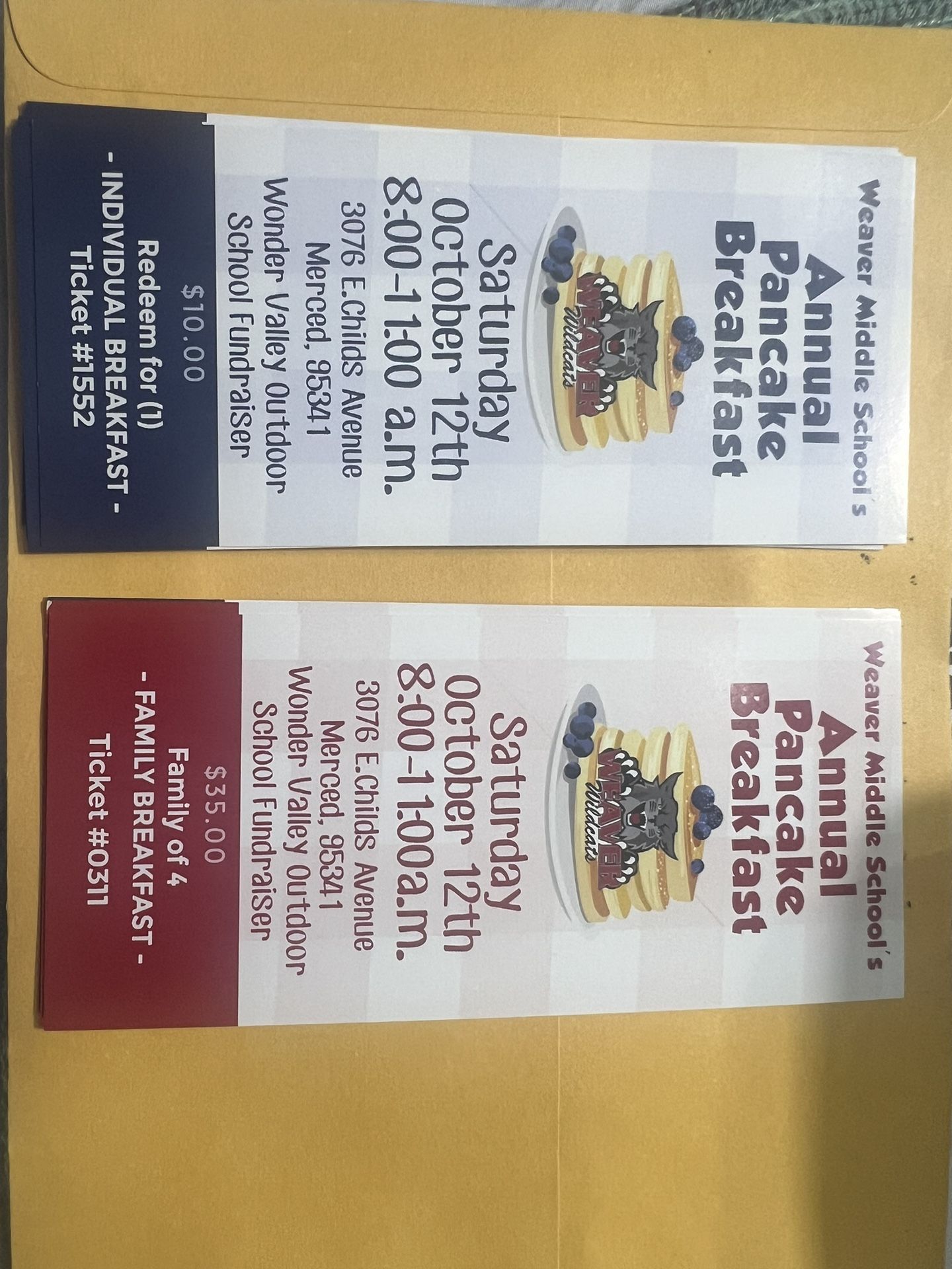 Science Camp Breakfast Tickets