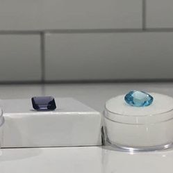 Calibrated Duo – Natural Iolite 8×10 & Blue Topaz 10 mm – Eye-Clean – Untreated/Standard-Treated