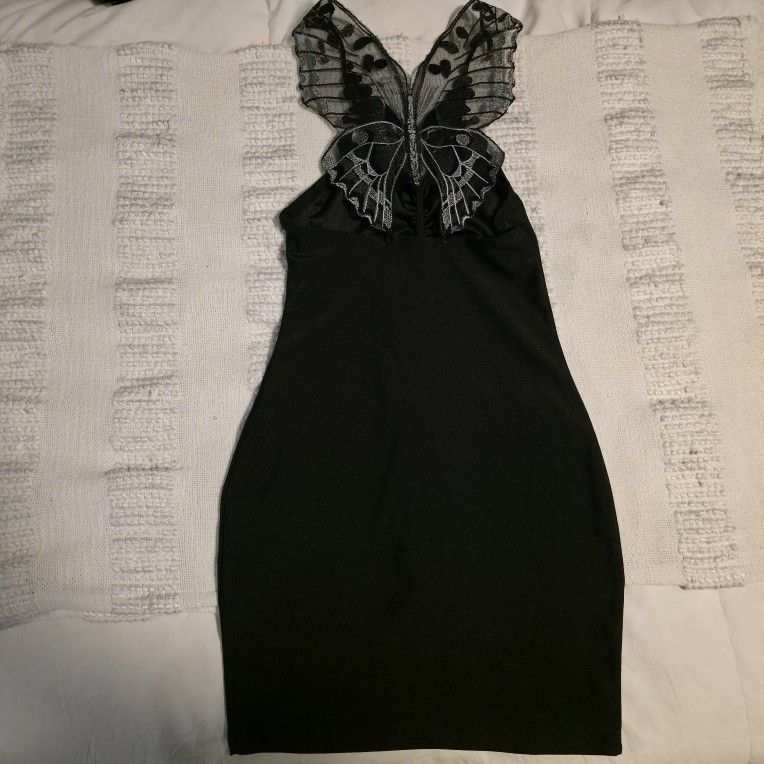 Black Lingerie Dress Butterfly Back