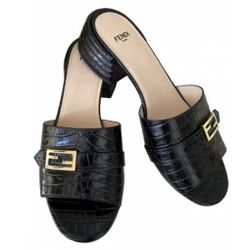 Fendi Roma Black Mules