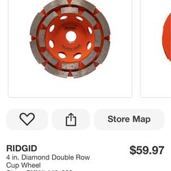 RIDGID 4 in. Diamond Double Row Cup Wheel