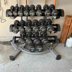 Ivanko Dumbbells Set Rubber Hex  With Rack 