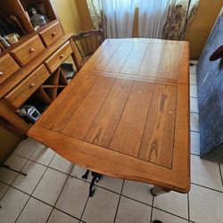 Big wooden dining room table.
