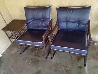 Wicker rockers & side table