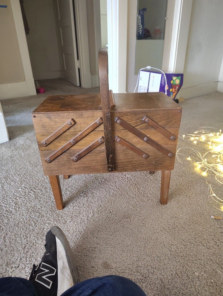 Fold Out Antique Accordion Sewing Box "circa Mid 1940's