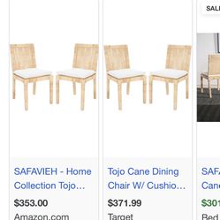 SAFAVIEH Home Collection Tojo Coastal Cane Cushion Living Room Accent Dining Chair