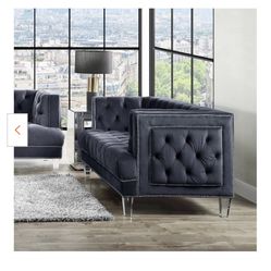 ACME Velvet Charcoal Grey Loveseat Gray 