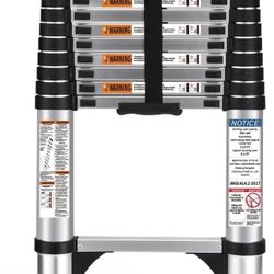 Telescoping Ladder, SocTone 12.5 FT Aluminum Lightweight Extension Ladder with 2 Triangle Stabilizers, Heavy Duty 330lbs Max Capacity, Multi-Purpose C