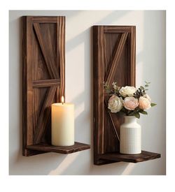 Set of two wall candle holders, sconces, wood rustic Set of 2 wall candle holders, sconces, wood rustic