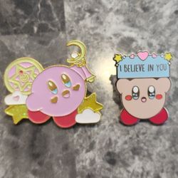 Kirby x Sailor Moon mashup & Kirby I believe in you enamel pins