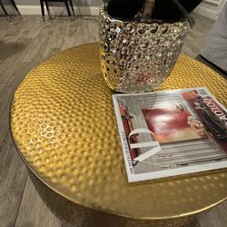 World Market Gold Hammered Storage Coffee Table