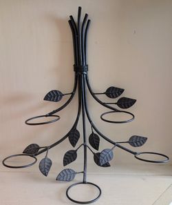 vintage metal floral wall sconce hanging bouquet branches leaves candle votive holder
